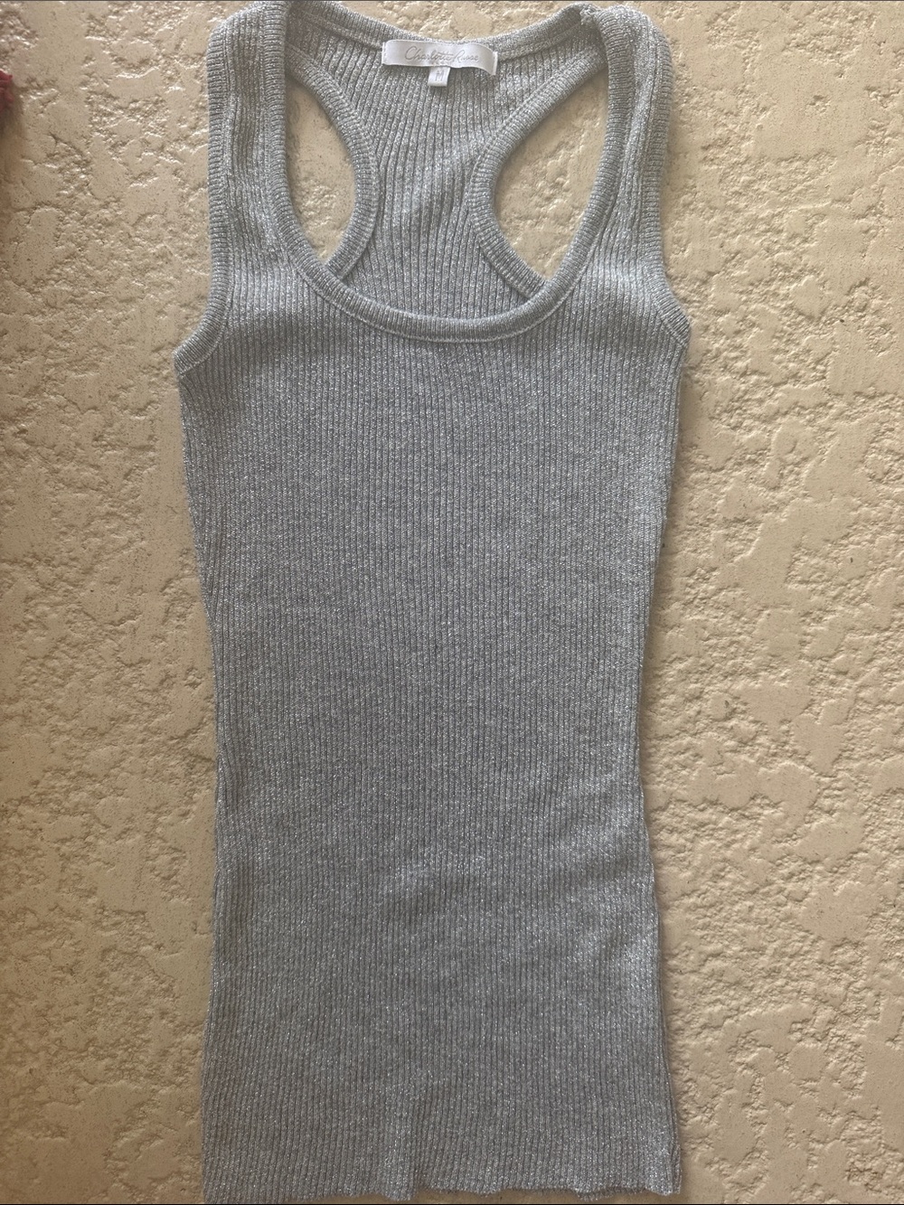 Club Monaco Gray Ribbed Racerback Tank Top